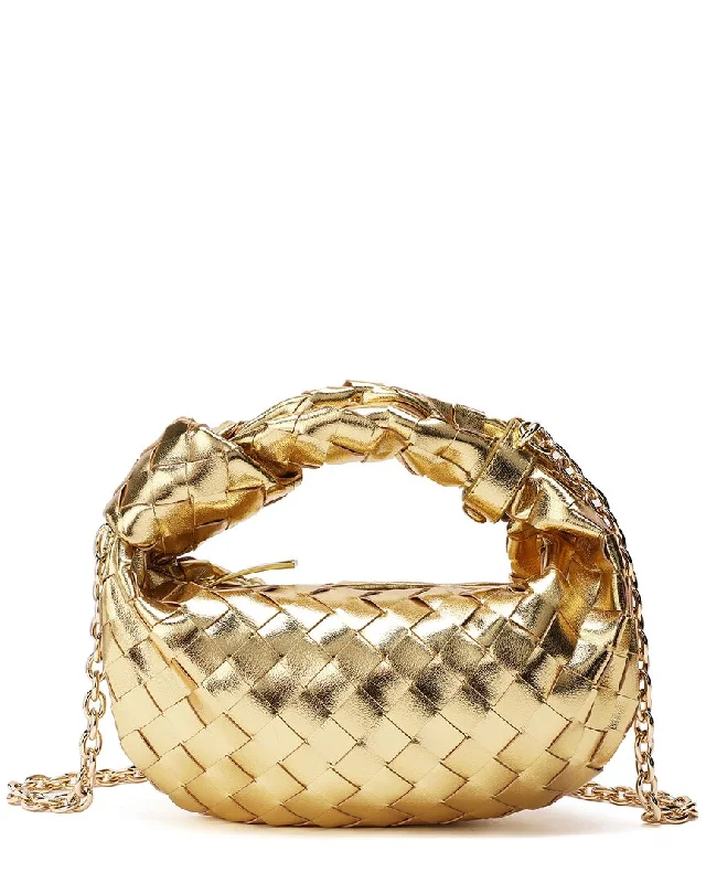 Women's crossbody bag performance sale -Tiffany & Fred Paris Woven Leather Knot Handle Crossbody