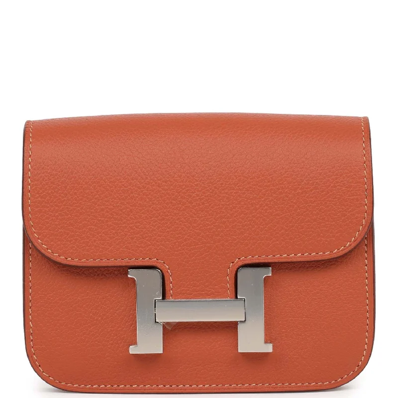 Women's wallet group bundle -Hermes Constance Slim Wallet Brique Evercolor Palladium Hardware