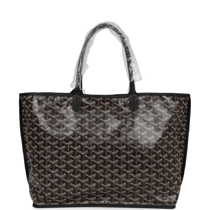 Women's tote bags small-chic -Goyard Goyardine Black Anjou PM Reversible Tote Bag Palladium Hardware