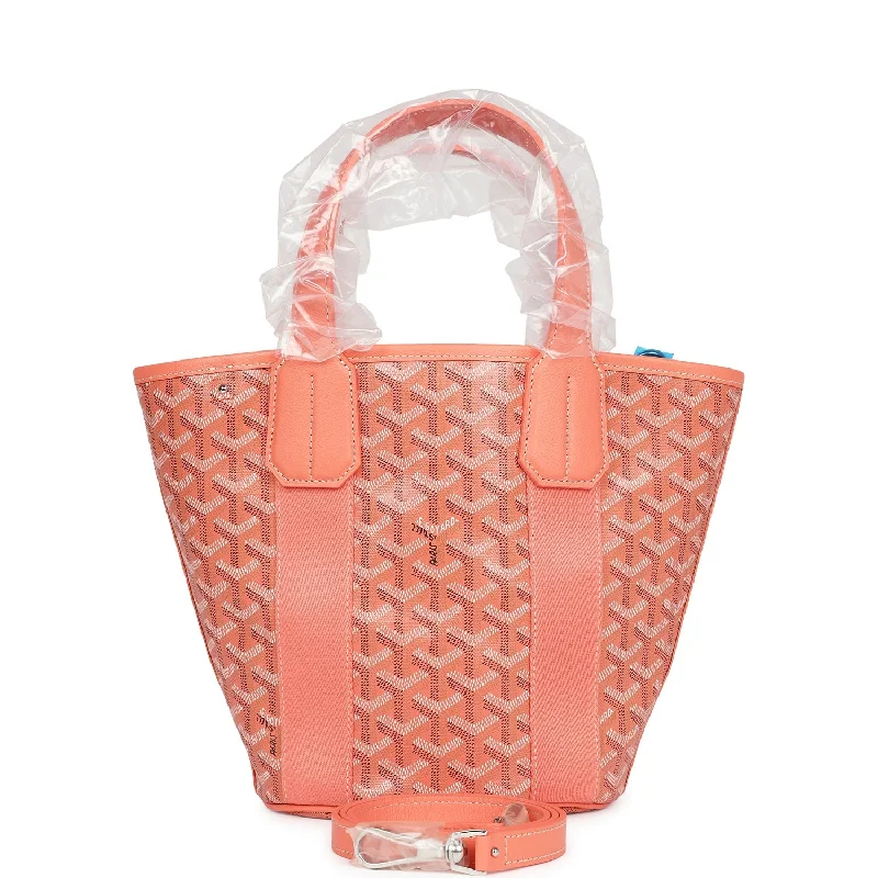 Women's tote bags durable-build -Goyard Goyardine Belharra PM Coral Tote Palladium Hardware