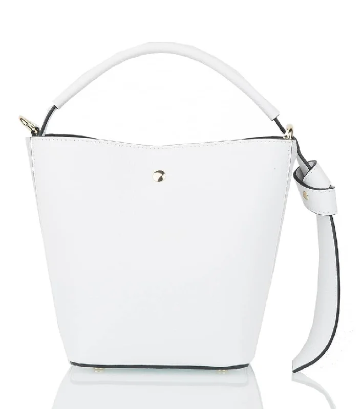 Women's bucket bag textured surface -SMALL LEATHER BUCKET HANDBAG