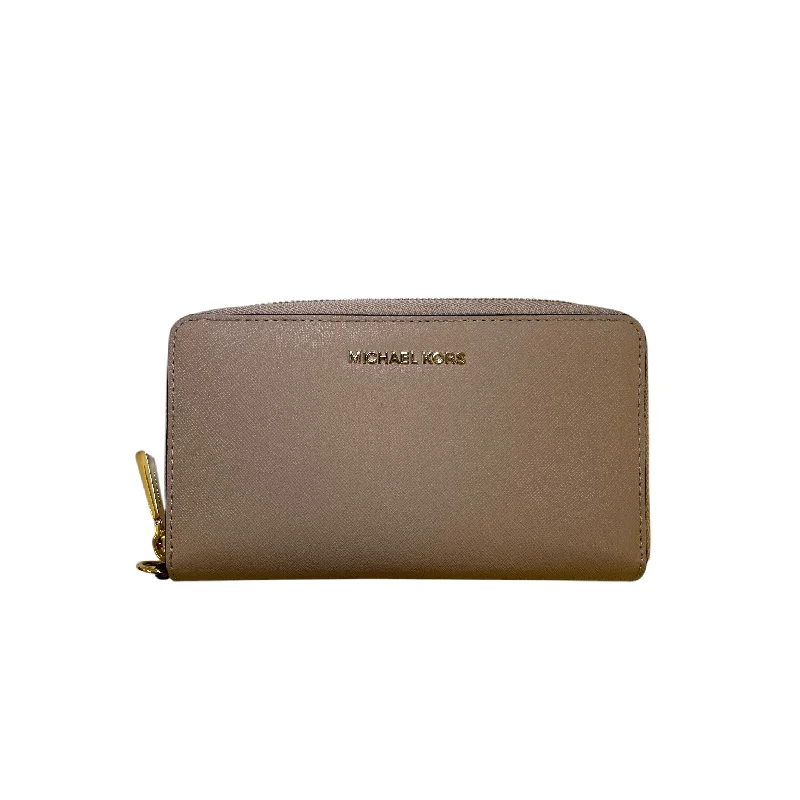 Women's wallet top labels -Wallet Designer By Michael Kors In Tan, Size:Medium