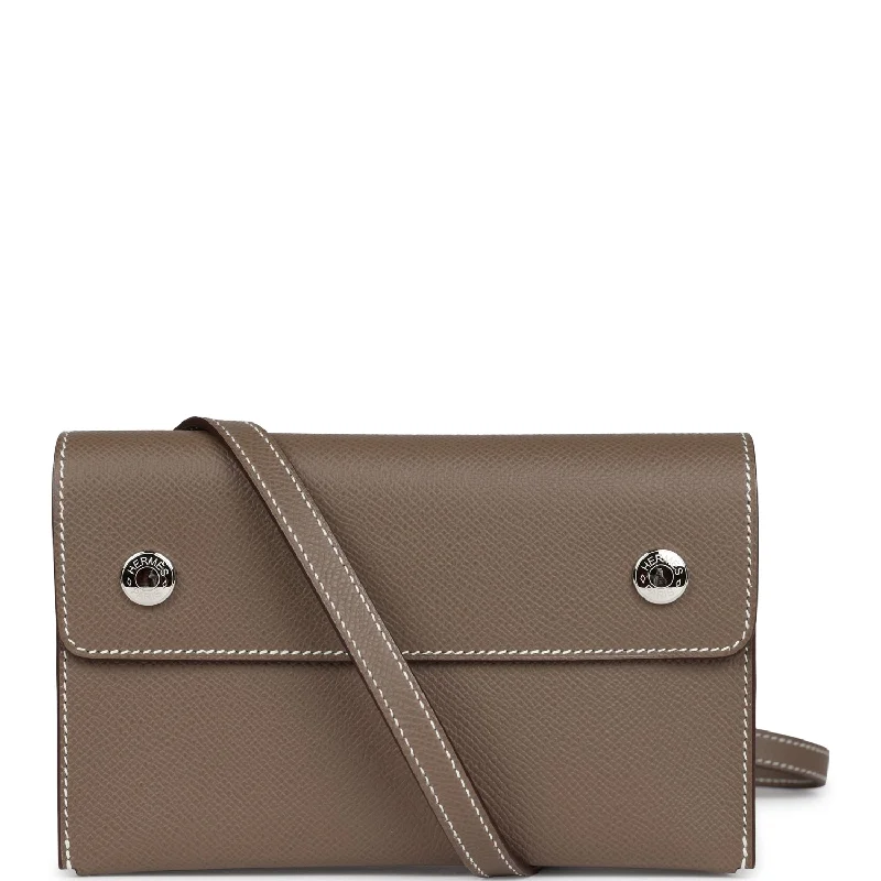 Women's wallet limited edition -Hermes Hermesnap Wallet Etoupe Epsom Palladium Hardware