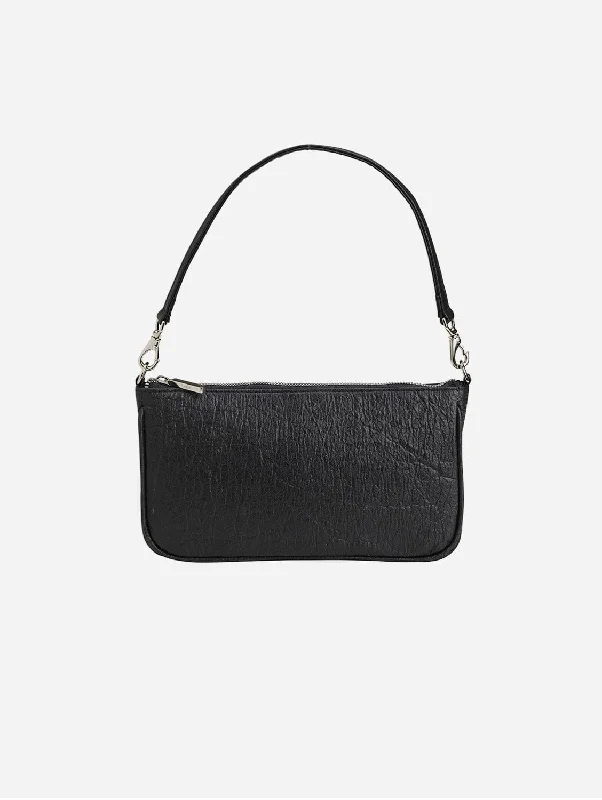 Women's shoulder bags party -Gaia Piñatex® Vegan Shoulder Bag | Metallic Black