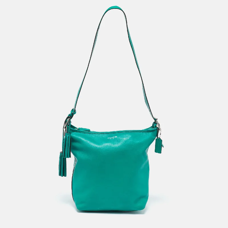 Women's bucket bag pro ensemble -Coach Green Leather Legacy Tassel Bucket Bag