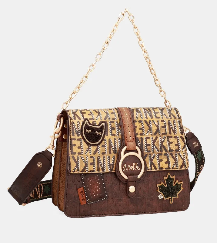 Women's shoulder bags fabric-trendy -Urban brown flap shoulder bag