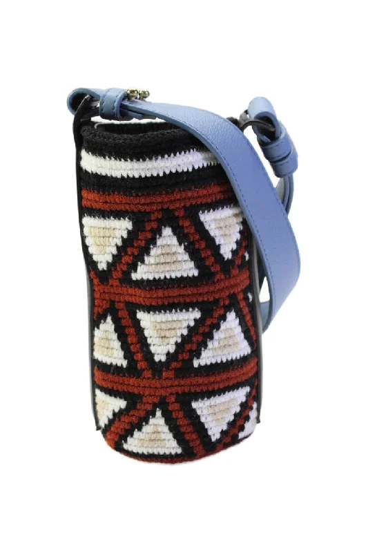 Women's bucket bag stylish offer -AZ Factory Womens Single Strap Knit Arrow Print Bucket Handbag Black White Blue