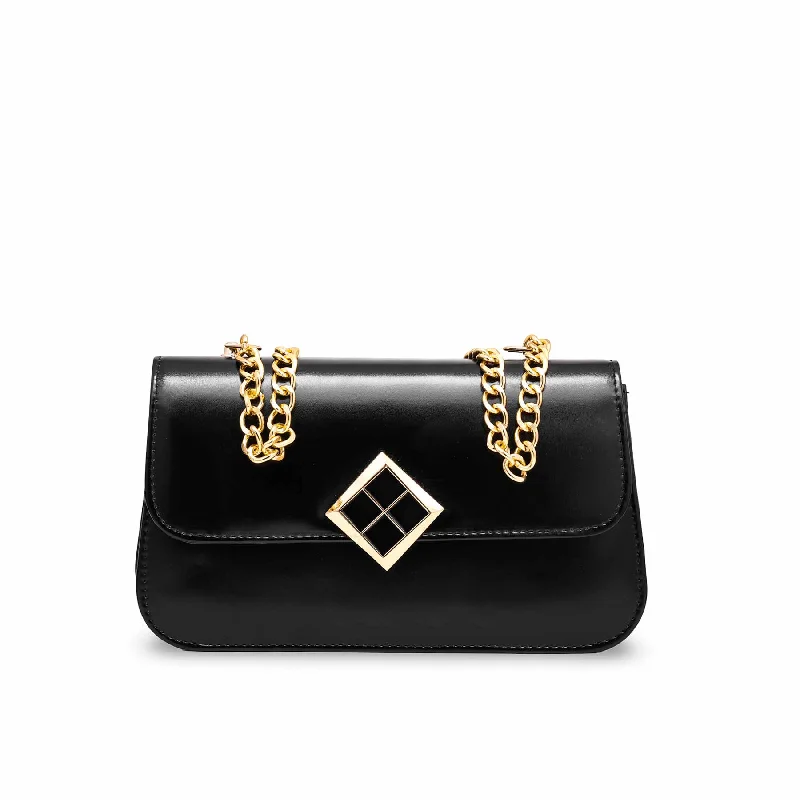 Women's shoulder bags neutral-tone -Black Formal Shoulder Bag P56101