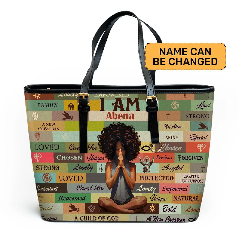 Women's tote bags discount -I Am Chosen - Personalized Leather Totebag MB50