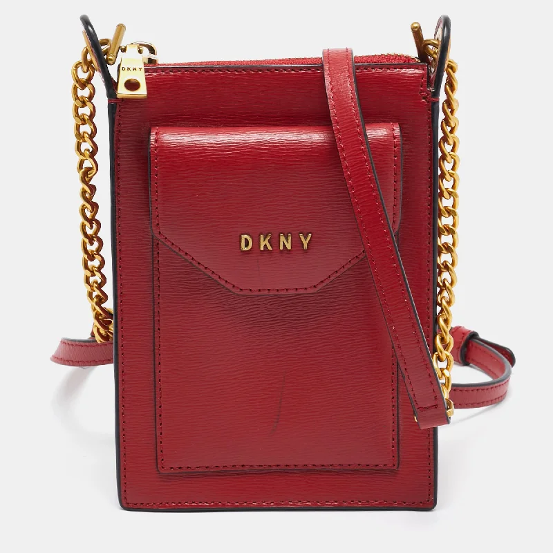 Women's crossbody bag fashion outfit -Dkny Red Leather Alexa Phone Crossbody Bag